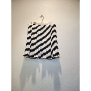 Maeve by Anthropologie Black White Pleated Skirt Stripe Motif‎ Size 10 NWT